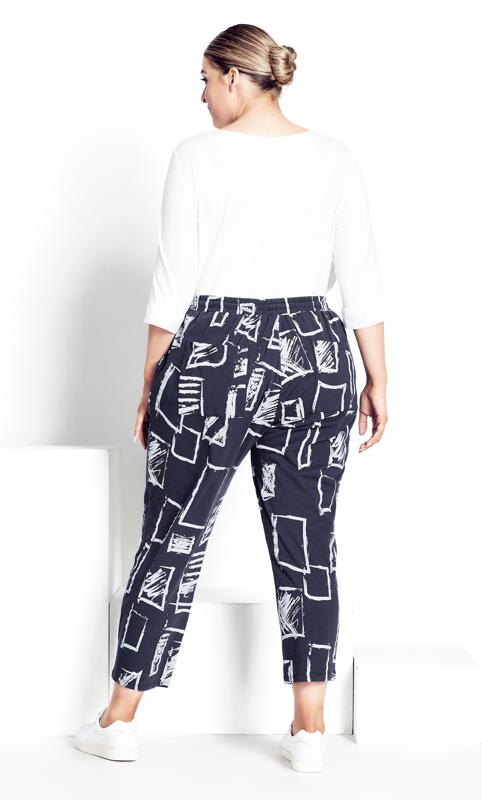 Evans Navy Blue Abstract Print Formal Joggers 3