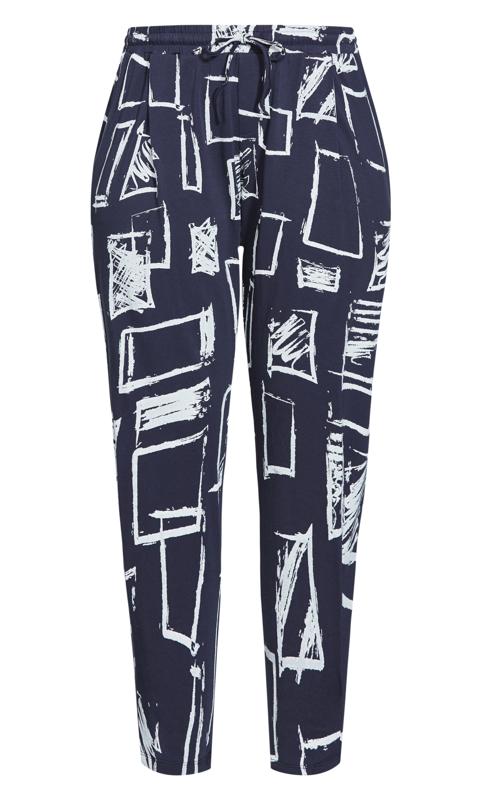 Evans Navy Blue Abstract Print Formal Joggers 4