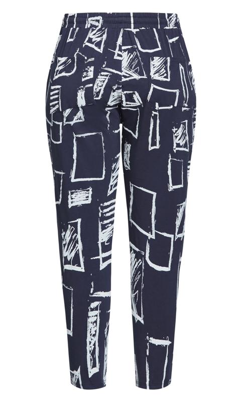 Evans Navy Blue Abstract Print Formal Joggers 5