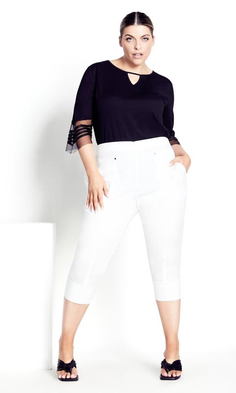 Plus Size  Isolde Roth White Wide Cuff Crop Pant