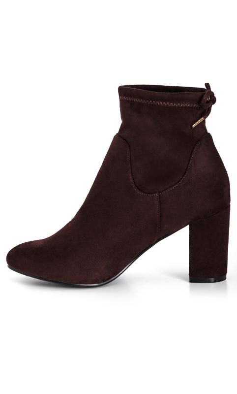 Evans WIDE FIT Brown Faux Suede Heeled Ankle Boot 4