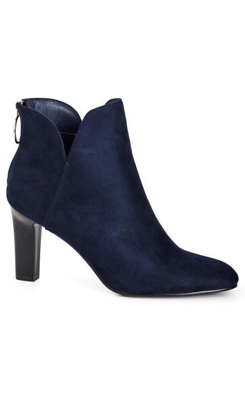  Evans Navy WIDE FIT Suede Effect Heeled Ankle Boot