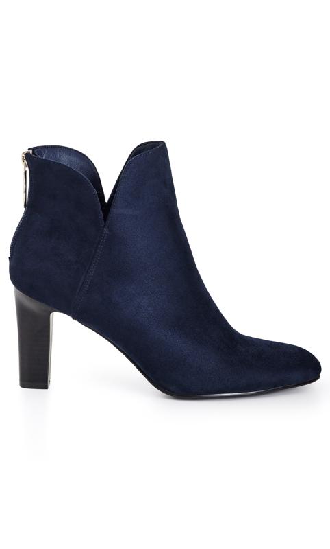 Evans Navy WIDE FIT Suede Effect Heeled Ankle Boot 2