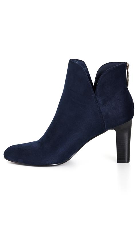 Evans Navy WIDE FIT Suede Effect Heeled Ankle Boot 4