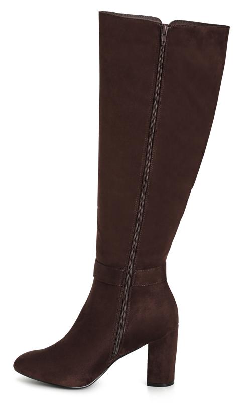Evans Chocolate Brown WIDE FIT Buckle Knee High Boots 4