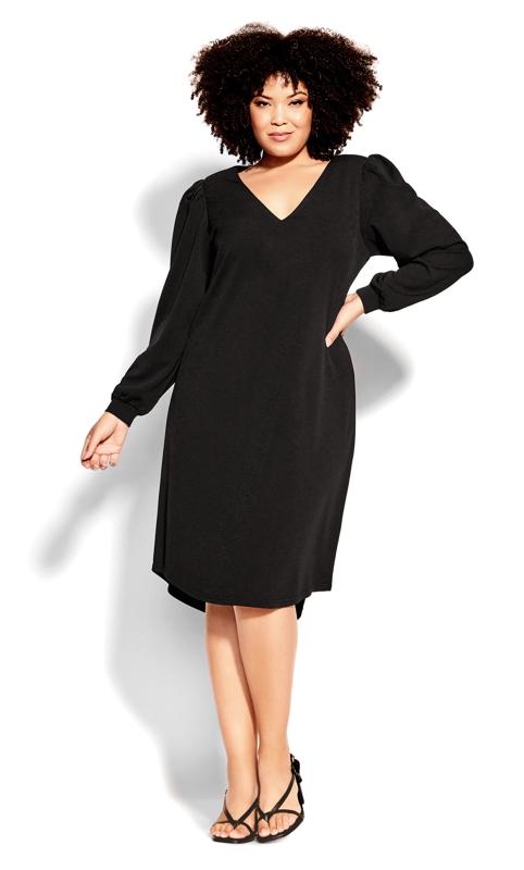 Plus Size  City Chic Black V-Neck Midi Dress