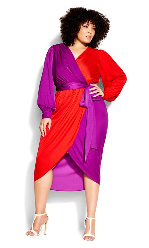 Brielle Hot Pink Faux-Wrap Mini Dress 3