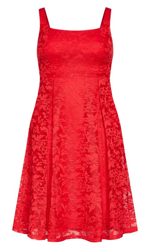 Evans Red Lace Pocket Midi Dress 4