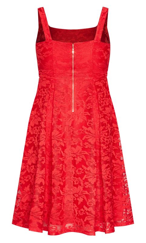 Evans Red Lace Pocket Midi Dress 5