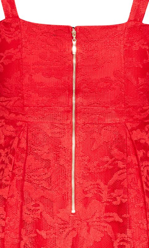 Evans Red Lace Pocket Midi Dress 6