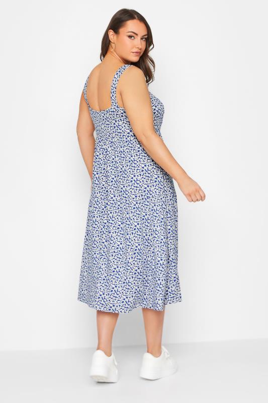YOURS Plus Size Dark Blue Ditsy Floral Dress | Yours Clothing  3
