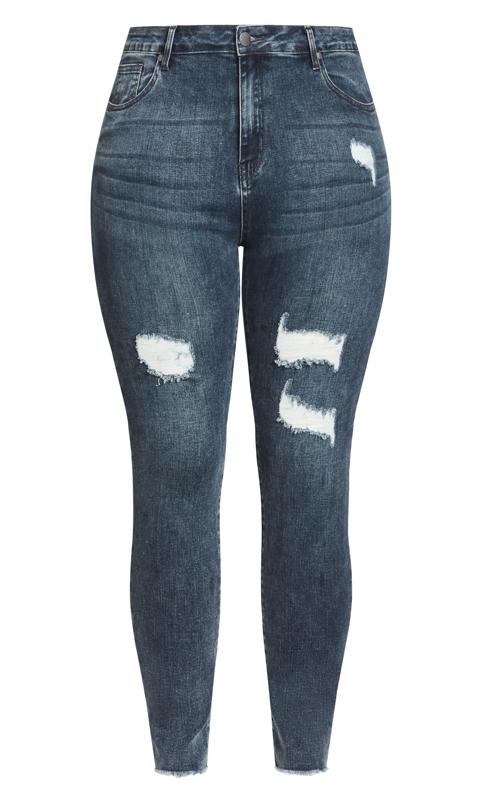 Evans Mid Wash Blue Ripped Skinny Jeans 5