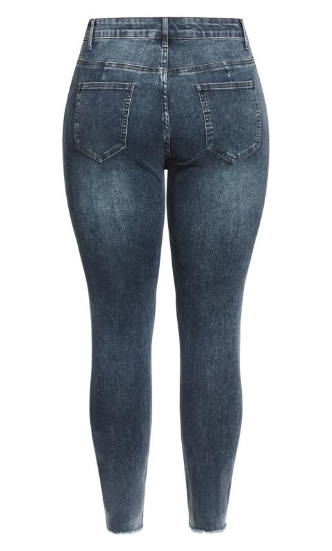 Evans Mid Wash Blue Ripped Skinny Jeans 6