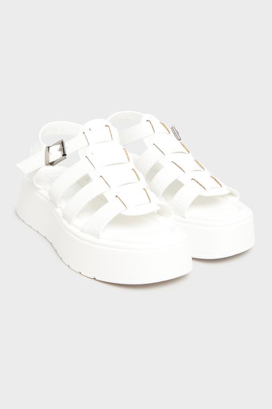 PixieGirl White Croc Gladiator Platform Sandals In Standard D Fit 2