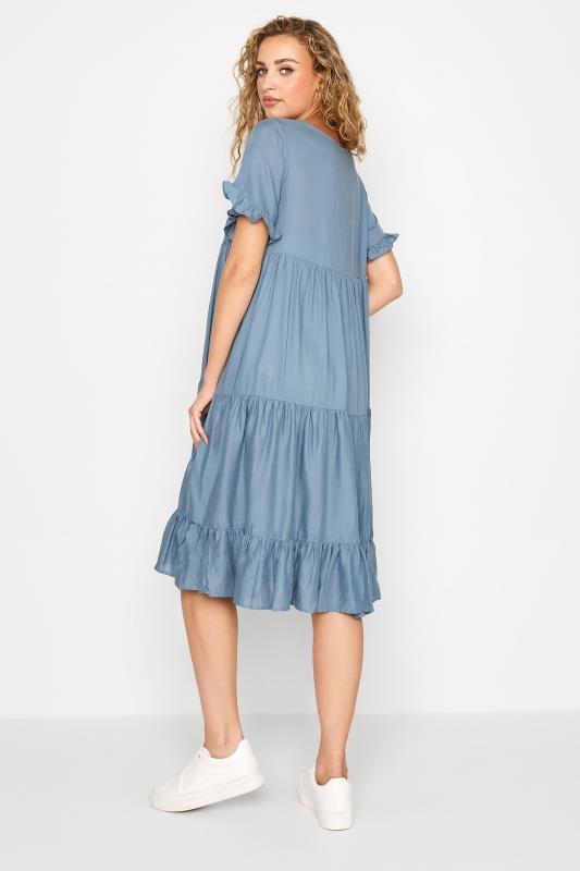 Tall Women's LTS Maternity Blue Tiered Smock Dress | Long Tall Sally 3