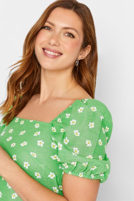 LTS Tall Women's Green Floral Print Linen Blend Top | Long Tall Sally 3