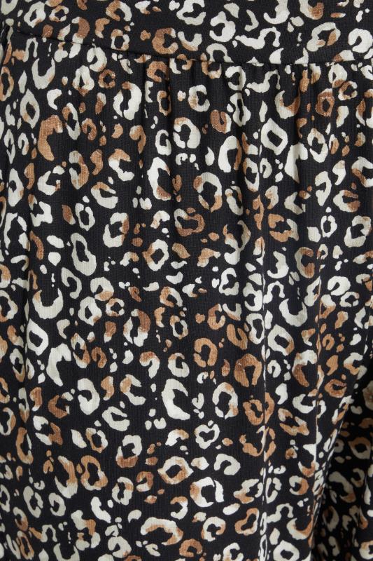 Curve Black Leopard Print Cropped Jersey Harem Joggers 4
