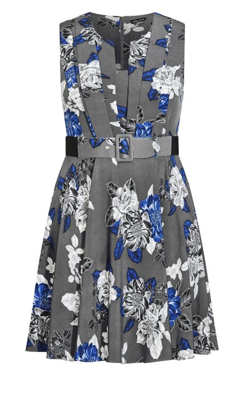 Evans Grey Floral Belt Detail Mini Dress 5