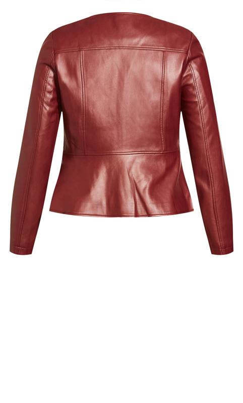 City Chic Red Faux Leather Fitted Jacket | Evans 9
