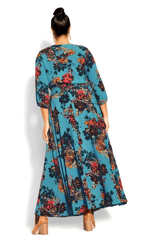 Evans Blue Floral Print Smock Maxi Dress 3