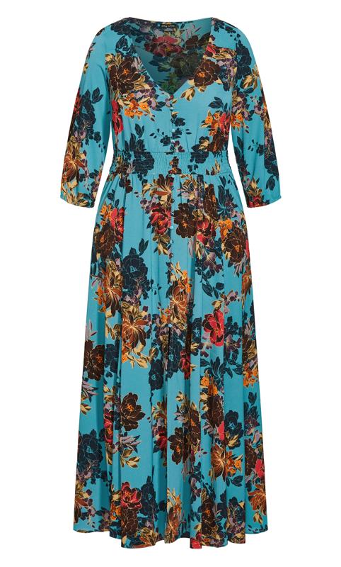 Evans Blue Floral Print Smock Maxi Dress 4