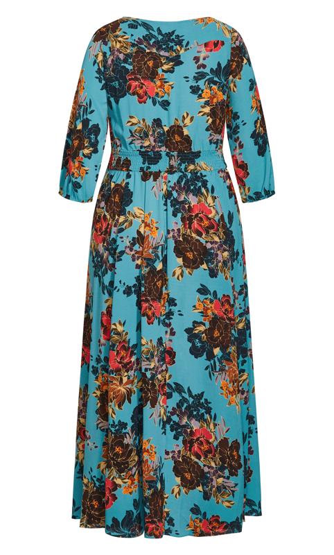 Evans Blue Floral Print Smock Maxi Dress 5