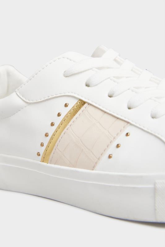 LTS White & Nude Snake Stripe Trainers In Standard D Fit 6