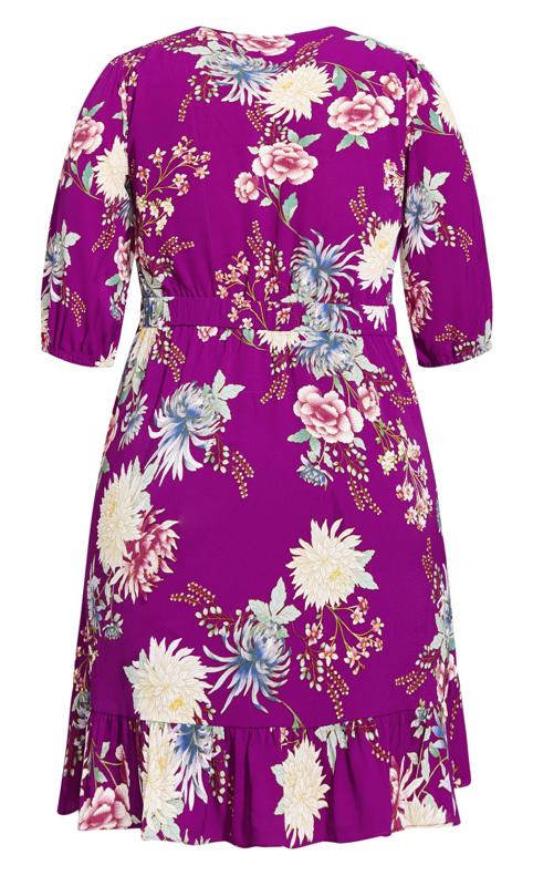 Evans Purple Floral Frill Hem Wrap Dress 5
