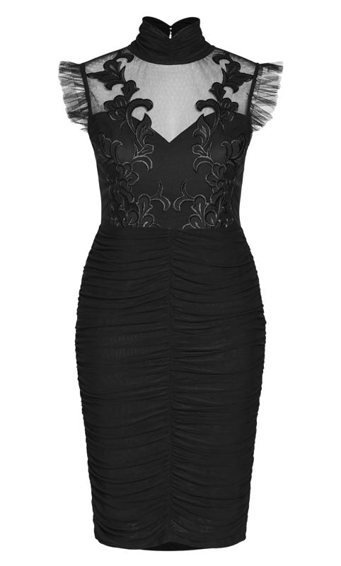 Evans Black Lace Detail Ruched Bodycon Midi Dress 4