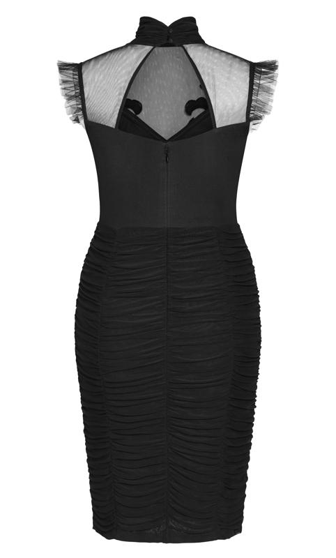 Evans Black Lace Detail Ruched Bodycon Midi Dress 5