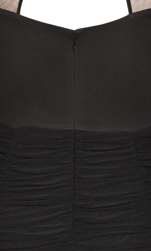 Evans Black Lace Detail Ruched Bodycon Midi Dress 6