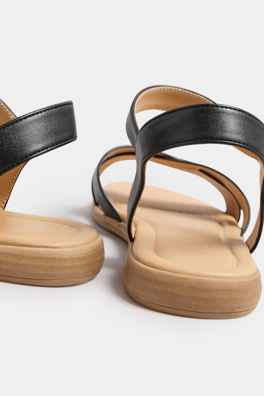Black Cross Strap Sandals In Extra Wide EEE Fit | Yours Clothing 4