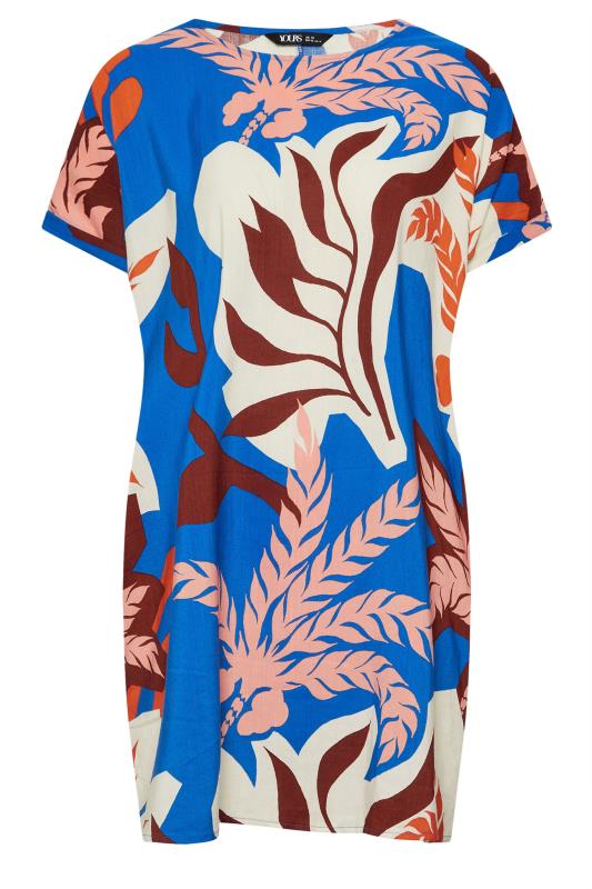 YOURS Plus Size Blue & Pink Abstract Print Tunic Dress | Yours Clothing 5