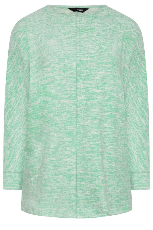 YOURS LUXURY Plus Size Green Marl Soft Touch Sweatshirt | Yours Clothing 5
