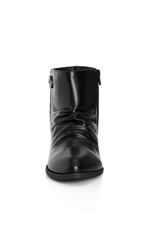 Evans Black Faux Leather Ruched Ankle Boots 5