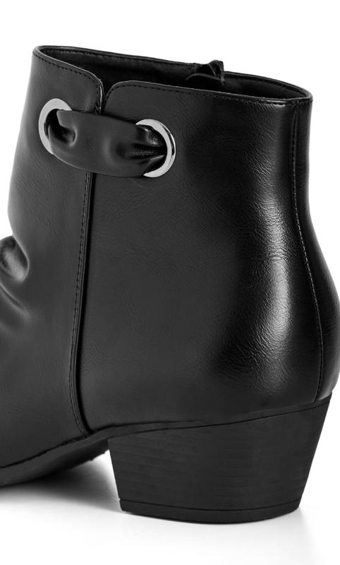 Evans Black Faux Leather Ruched Ankle Boots 7