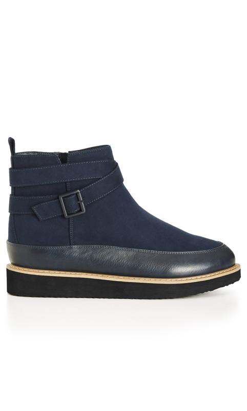 Plus Size  Evans Navy WIDE FIT Scarlett Ankle Boot