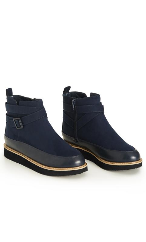 Evans Navy WIDE FIT Scarlett Ankle Boot 6