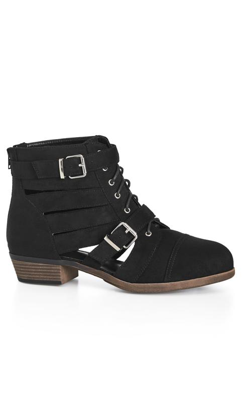 Grande Taille Avenue Black Cut Out Lace Up Ankle Boots