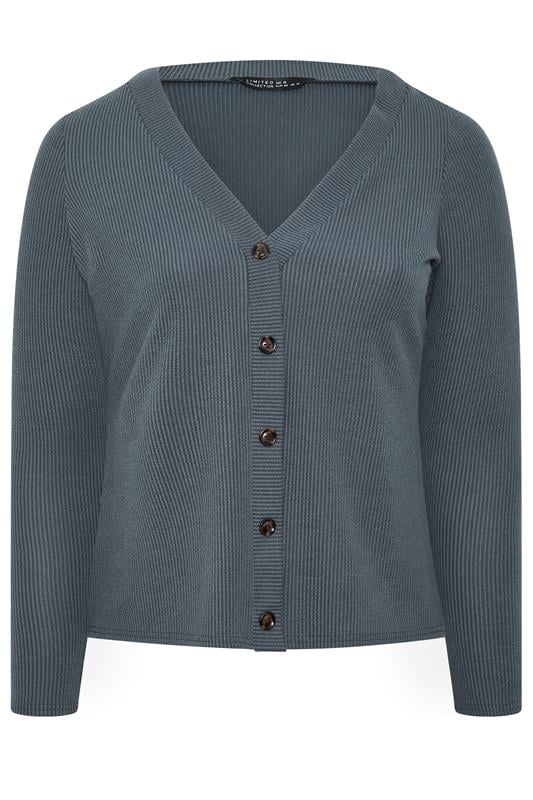 LIMITED COLLECTION Plus Size Grey Ribbed Button Cardigan | Yours Clothing 5