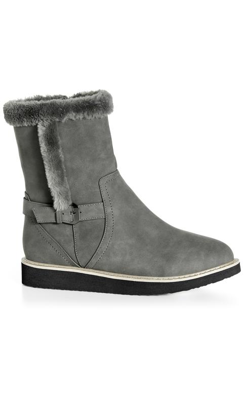 Plus Size  CloudWalkers Grey WIDE FIT Nia Mid Boot