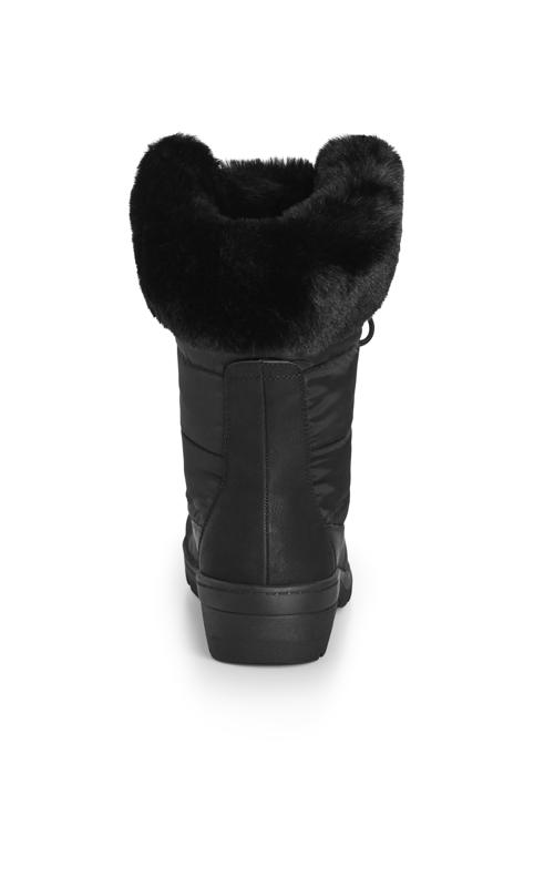 Evans Black Faux Fur Trim Lace Up Snow Boots 3
