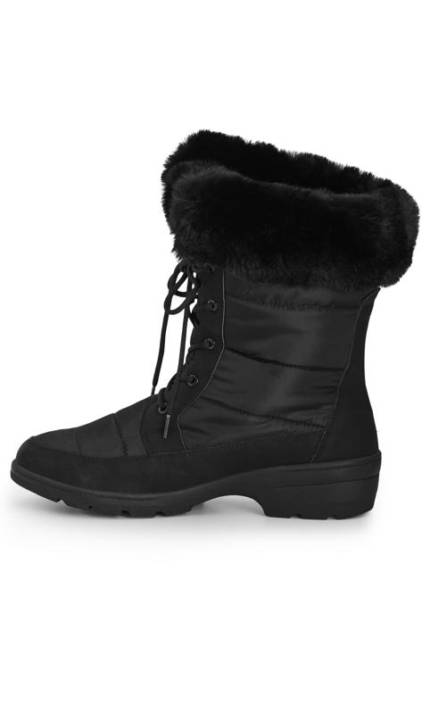 Evans Black Faux Fur Trim Lace Up Snow Boots 4