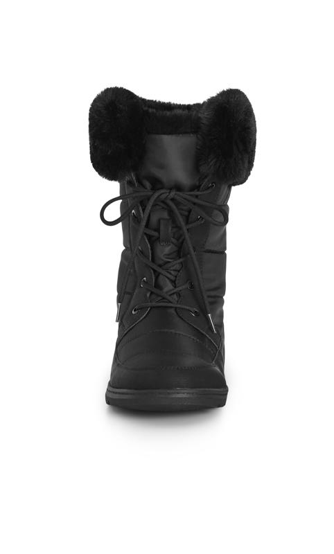 Evans Black Faux Fur Trim Lace Up Snow Boots 5