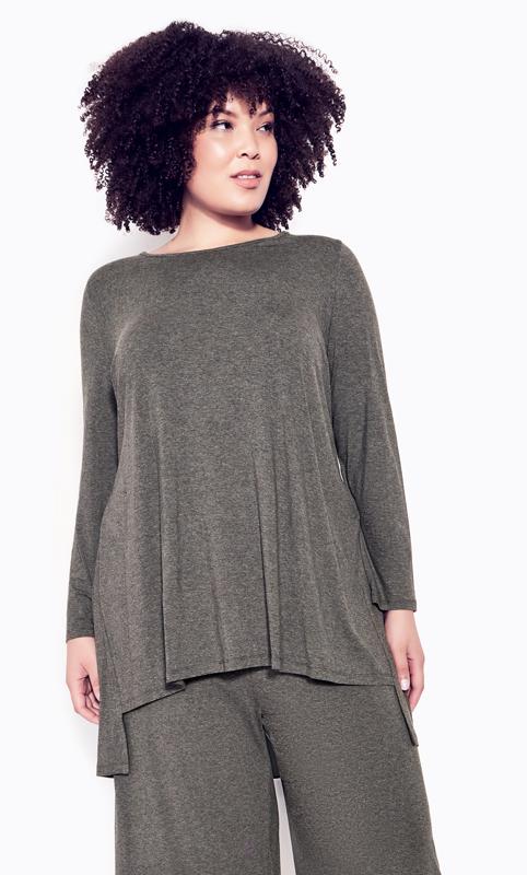  Grande Taille Evans Grey Gather Back Tunic