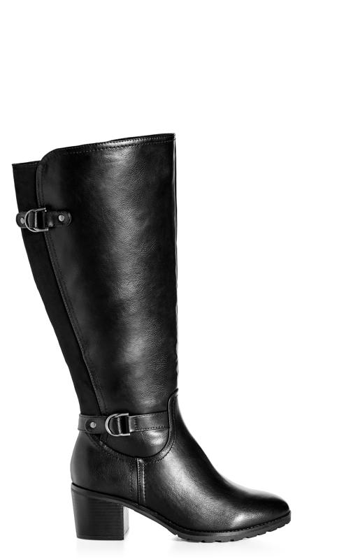 Plus Size  Evans Black WIDE FIT Phoenix Heeled Tall Boot