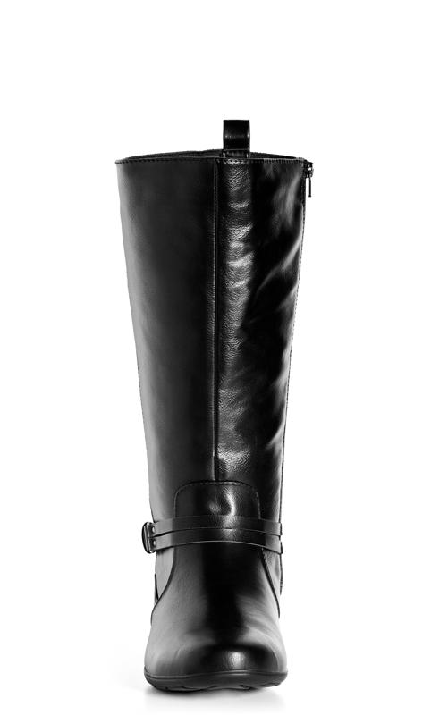 Evans Black Faux Leather Knee High Boots 4