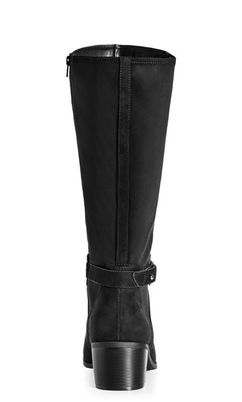 Evans Black Faux Suede Heeled WIDE FIT Knee High Boots 3