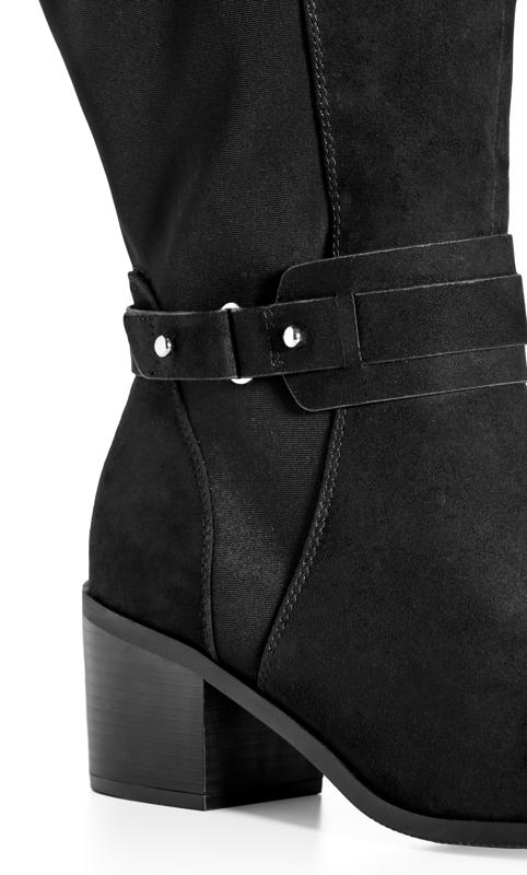 Evans Black Faux Suede Heeled WIDE FIT Knee High Boots 7