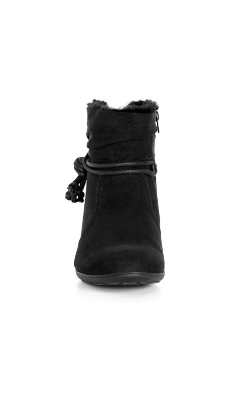 Evans Black Fur Faux Tie Detail Ankle Boots 5